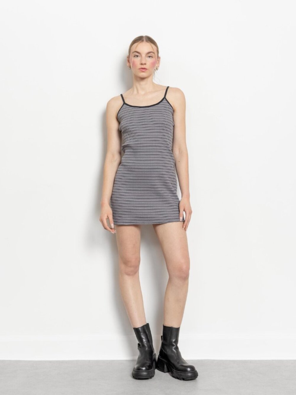 Vintage Ribbed Mini Dress: Striped Cami Sun Dress, USA Made Small - Picture 5 of 10